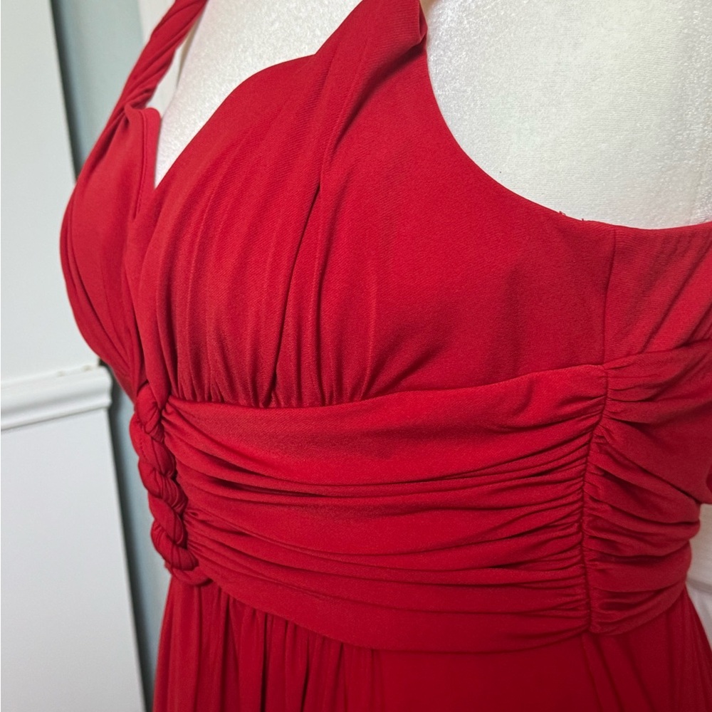 Suzi Chin Elegant Red Ruched Cocktail Dress - Picture 5 of 5